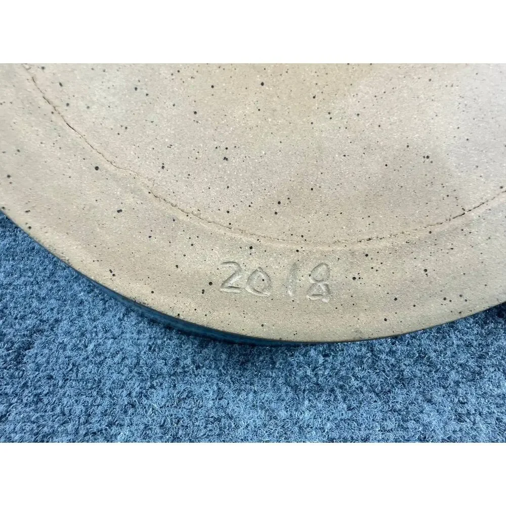 Handmade Ceramic Cake Stand Pedestal Pie Dessert Plate Blue Glaze Set of 2